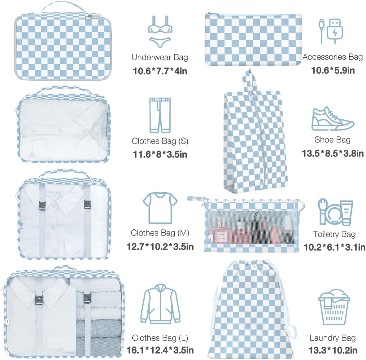 8 Set Packing Cubes for Suitcases, Packing Cube with Shoe, Cosmetics, Clothing, and Accessories Bags Packing Cubes for Travel Luggage Organizer(Leopard)