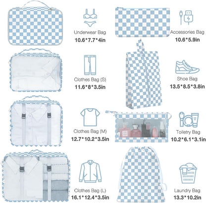 8 Set Packing Cubes for Suitcases, Packing Cube with Shoe, Cosmetics, Clothing, and Accessories Bags Packing Cubes for Travel Luggage Organizer(Leopard)