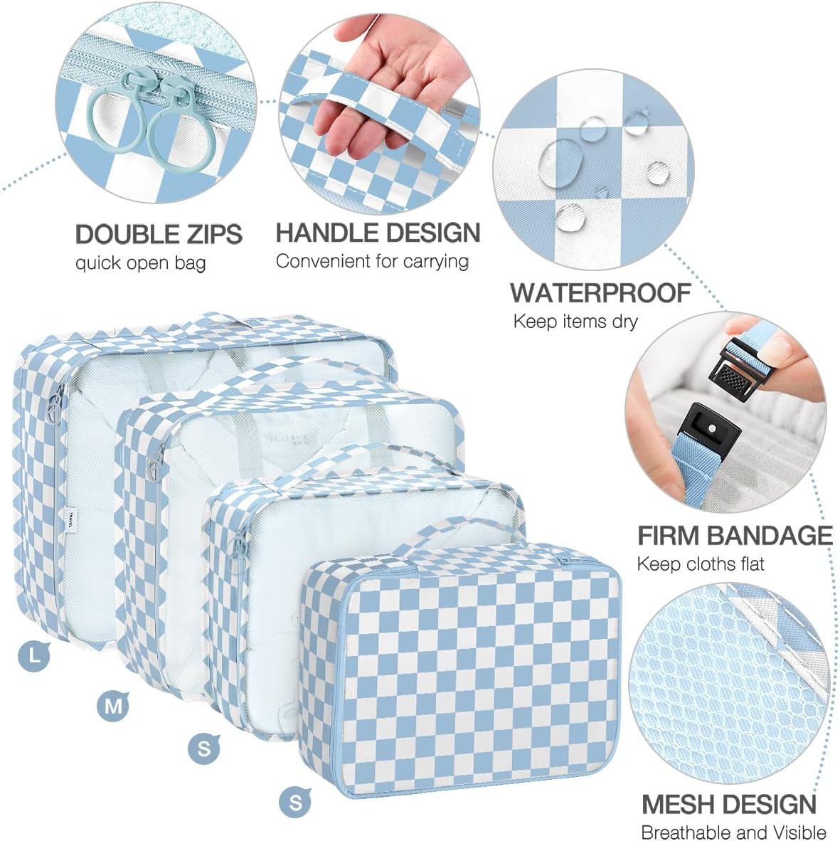 8 Set Packing Cubes for Suitcases, Packing Cube with Shoe, Cosmetics, Clothing, and Accessories Bags Packing Cubes for Travel Luggage Organizer(Leopard)