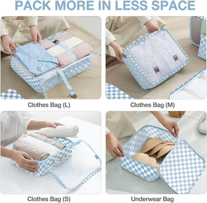 8 Set Packing Cubes for Suitcases, Packing Cube with Shoe, Cosmetics, Clothing, and Accessories Bags Packing Cubes for Travel Luggage Organizer(Leopard)