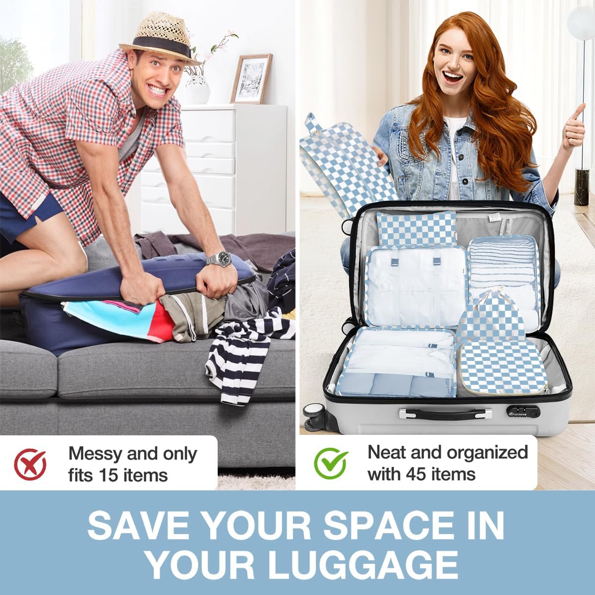 8 Set Packing Cubes for Suitcases, Packing Cube with Shoe, Cosmetics, Clothing, and Accessories Bags Packing Cubes for Travel Luggage Organizer(Leopard)