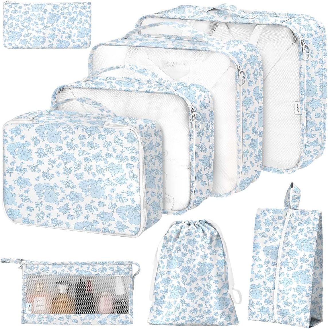 8 Set Packing Cubes for Suitcases, Packing Cube with Shoe, Cosmetics, Clothing, and Accessories Bags Packing Cubes for Travel Luggage Organizer(Leopard)