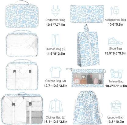 8 Set Packing Cubes for Suitcases, Packing Cube with Shoe, Cosmetics, Clothing, and Accessories Bags Packing Cubes for Travel Luggage Organizer(Leopard)