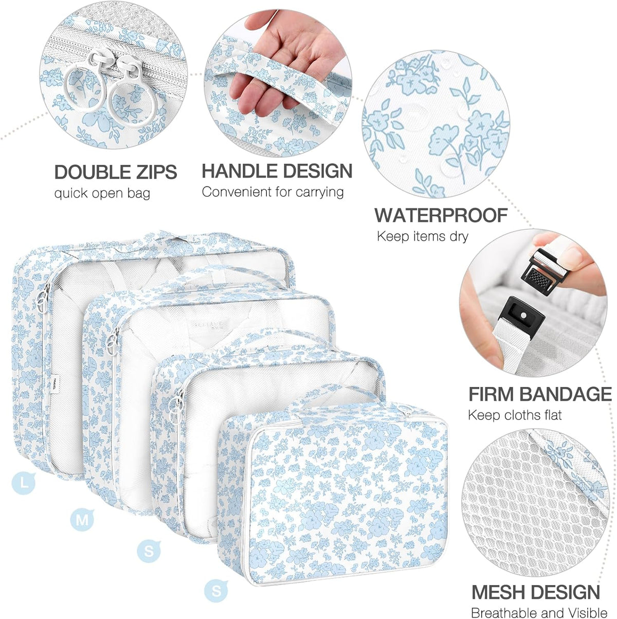 8 Set Packing Cubes for Suitcases, Packing Cube with Shoe, Cosmetics, Clothing, and Accessories Bags Packing Cubes for Travel Luggage Organizer(Leopard)