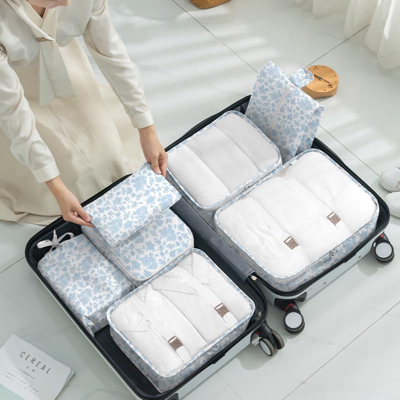 8 Set Packing Cubes for Suitcases, Packing Cube with Shoe, Cosmetics, Clothing, and Accessories Bags Packing Cubes for Travel Luggage Organizer(Leopard)