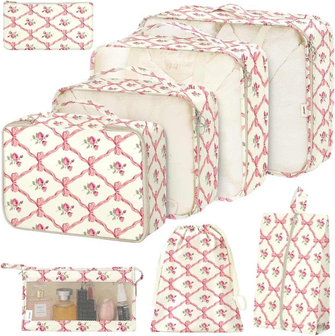 8 Set Packing Cubes for Suitcases, Packing Cube with Shoe, Cosmetics, Clothing, and Accessories Bags Packing Cubes for Travel Luggage Organizer(Leopard)