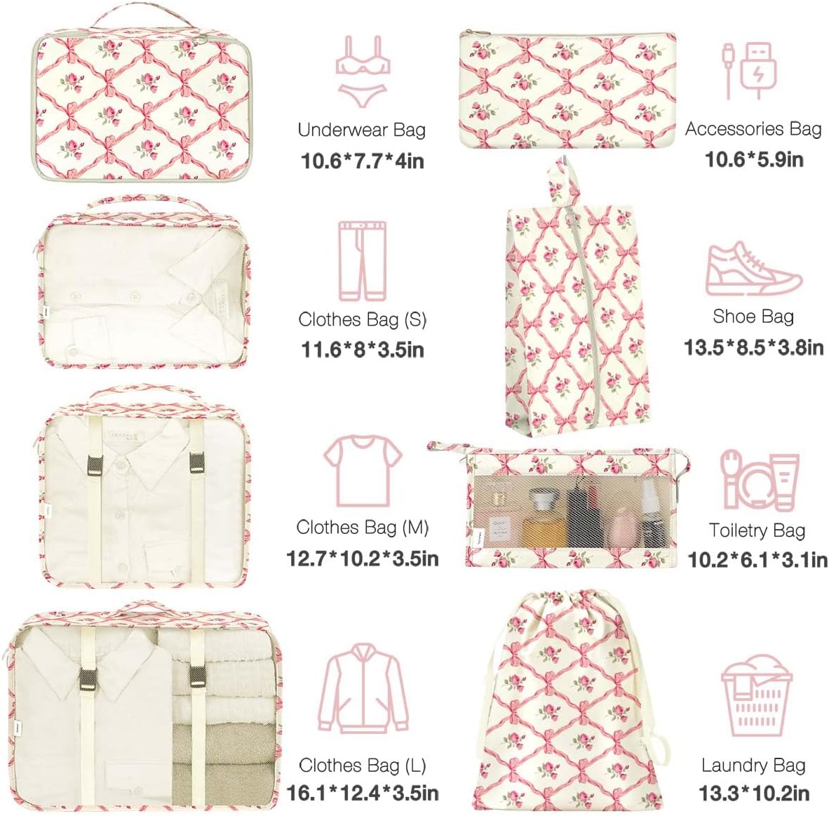 8 Set Packing Cubes for Suitcases, Packing Cube with Shoe, Cosmetics, Clothing, and Accessories Bags Packing Cubes for Travel Luggage Organizer(Leopard)