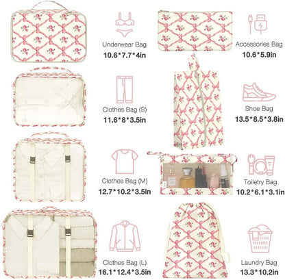 8 Set Packing Cubes for Suitcases, Packing Cube with Shoe, Cosmetics, Clothing, and Accessories Bags Packing Cubes for Travel Luggage Organizer(Leopard)