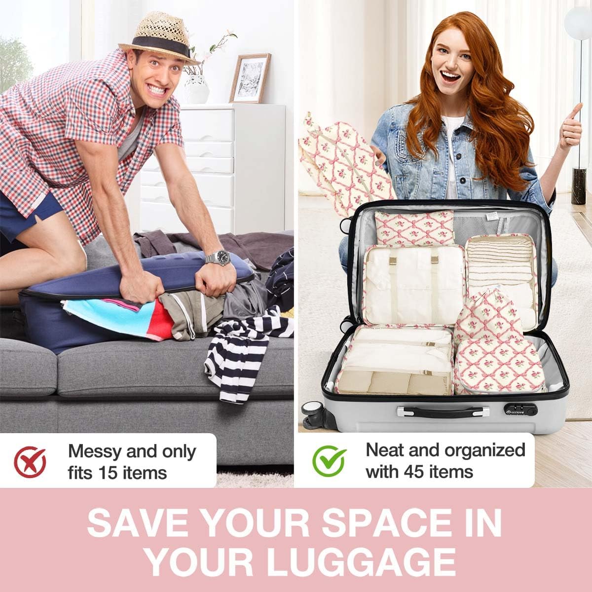 8 Set Packing Cubes for Suitcases, Packing Cube with Shoe, Cosmetics, Clothing, and Accessories Bags Packing Cubes for Travel Luggage Organizer(Leopard)