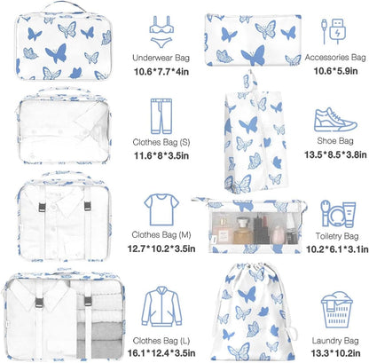 8 Set Packing Cubes for Suitcases, Packing Cube with Shoe, Cosmetics, Clothing, and Accessories Bags Packing Cubes for Travel Luggage Organizer(Leopard)