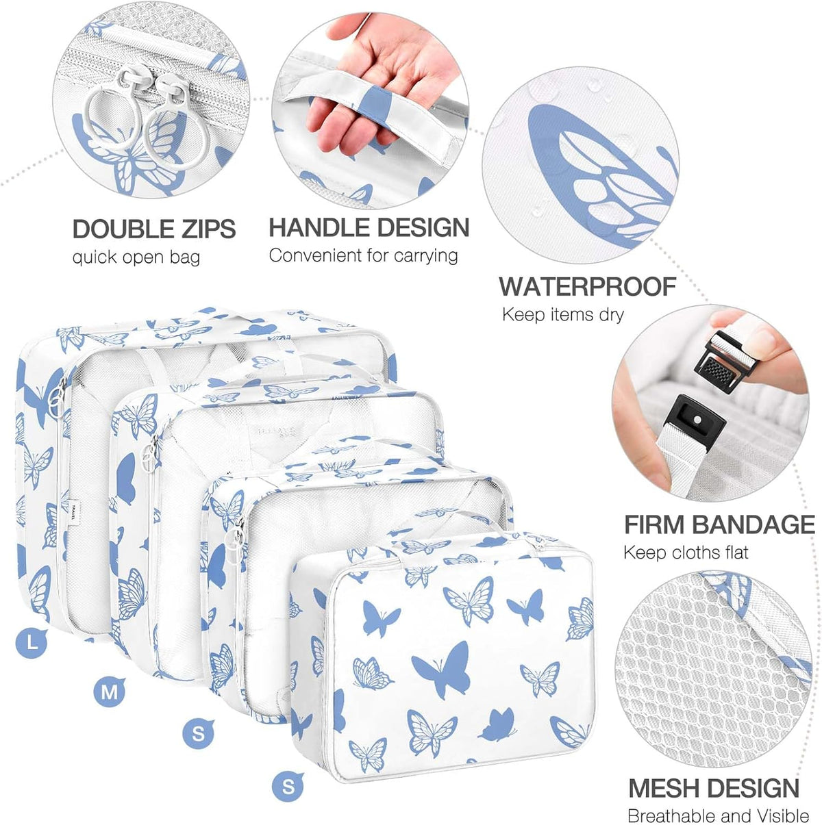 8 Set Packing Cubes for Suitcases, Packing Cube with Shoe, Cosmetics, Clothing, and Accessories Bags Packing Cubes for Travel Luggage Organizer(Leopard)