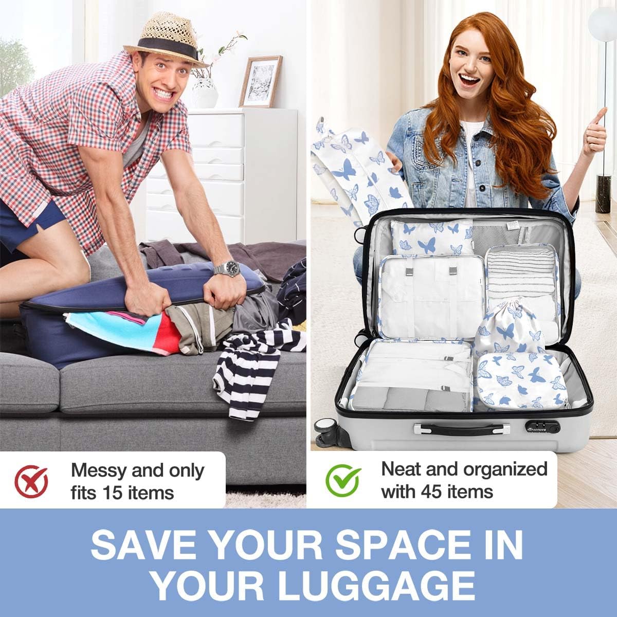 8 Set Packing Cubes for Suitcases, Packing Cube with Shoe, Cosmetics, Clothing, and Accessories Bags Packing Cubes for Travel Luggage Organizer(Leopard)