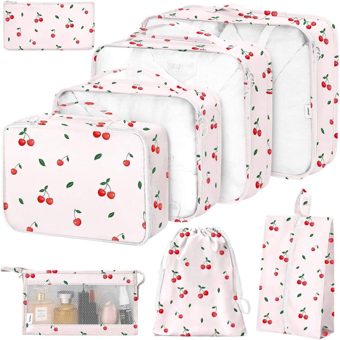 8 Set Packing Cubes for Suitcases, Packing Cube with Shoe, Cosmetics, Clothing, and Accessories Bags Packing Cubes for Travel Luggage Organizer(Leopard)