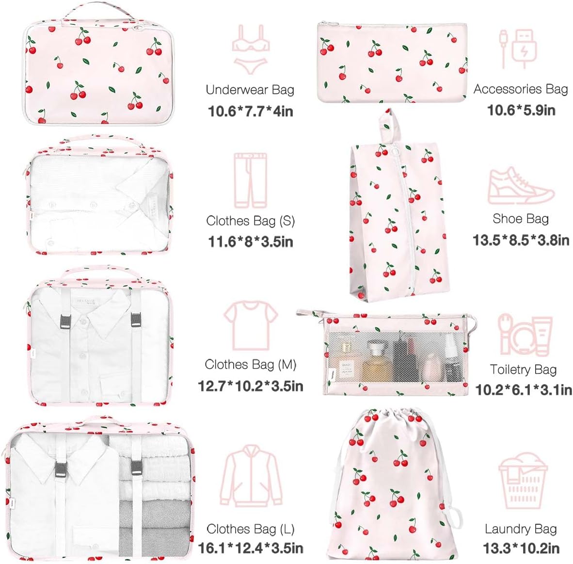 8 Set Packing Cubes for Suitcases, Packing Cube with Shoe, Cosmetics, Clothing, and Accessories Bags Packing Cubes for Travel Luggage Organizer(Leopard)