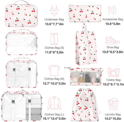 8 Set Packing Cubes for Suitcases, Packing Cube with Shoe, Cosmetics, Clothing, and Accessories Bags Packing Cubes for Travel Luggage Organizer(Leopard)