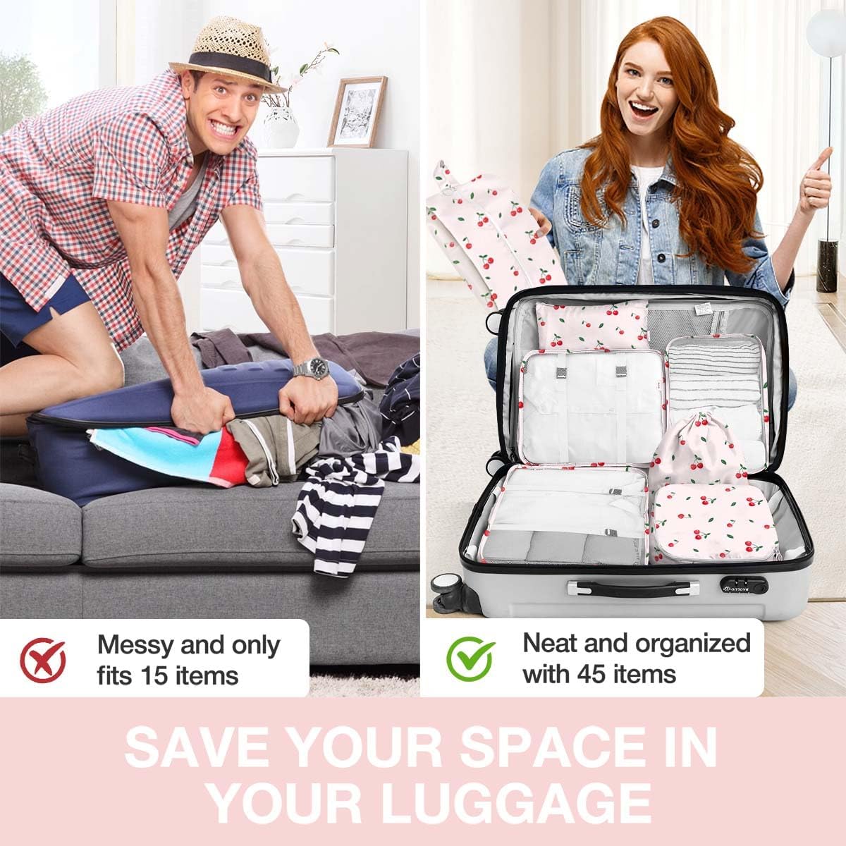 8 Set Packing Cubes for Suitcases, Packing Cube with Shoe, Cosmetics, Clothing, and Accessories Bags Packing Cubes for Travel Luggage Organizer(Leopard)