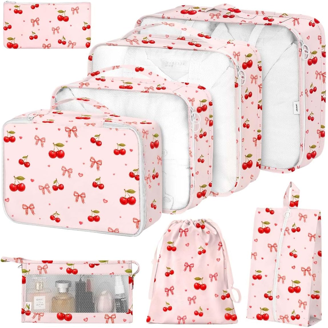 8 Set Packing Cubes for Suitcases, Packing Cube with Shoe, Cosmetics, Clothing, and Accessories Bags Packing Cubes for Travel Luggage Organizer(Leopard)
