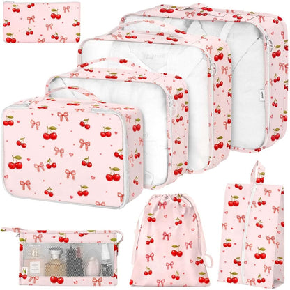 8 Set Packing Cubes for Suitcases, Packing Cube with Shoe, Cosmetics, Clothing, and Accessories Bags Packing Cubes for Travel Luggage Organizer(Leopard)