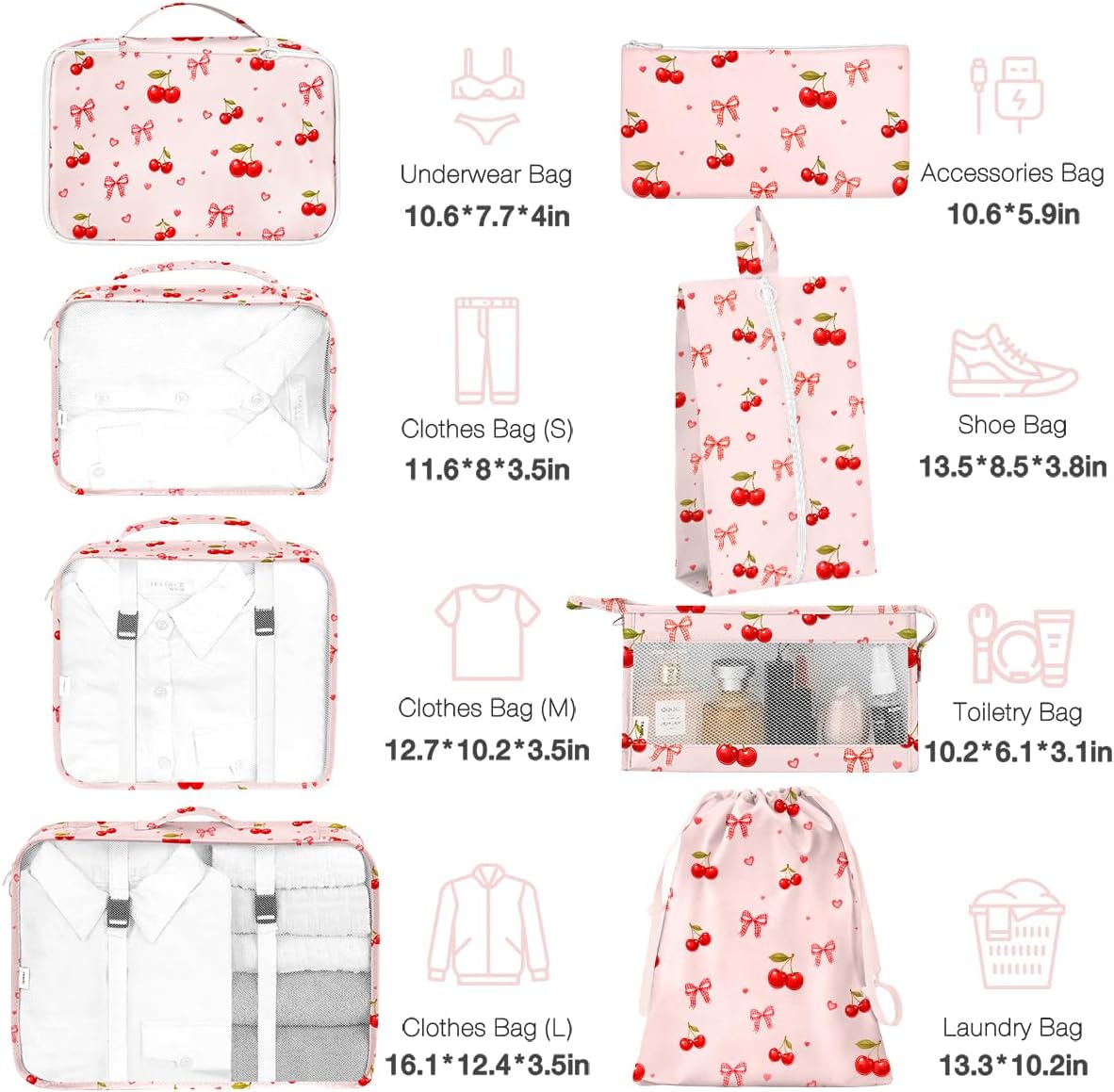8 Set Packing Cubes for Suitcases, Packing Cube with Shoe, Cosmetics, Clothing, and Accessories Bags Packing Cubes for Travel Luggage Organizer(Leopard)