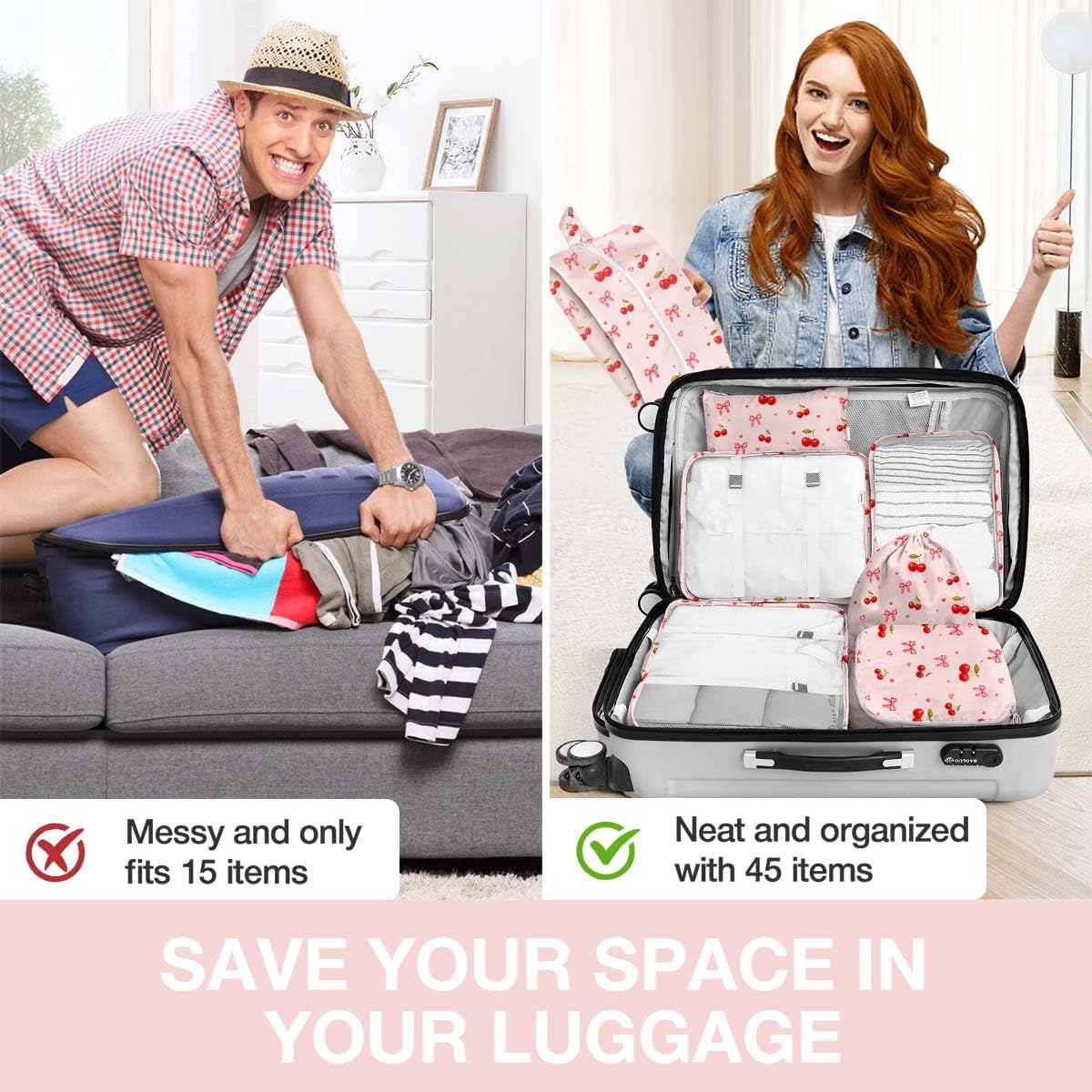 8 Set Packing Cubes for Suitcases, Packing Cube with Shoe, Cosmetics, Clothing, and Accessories Bags Packing Cubes for Travel Luggage Organizer(Leopard)