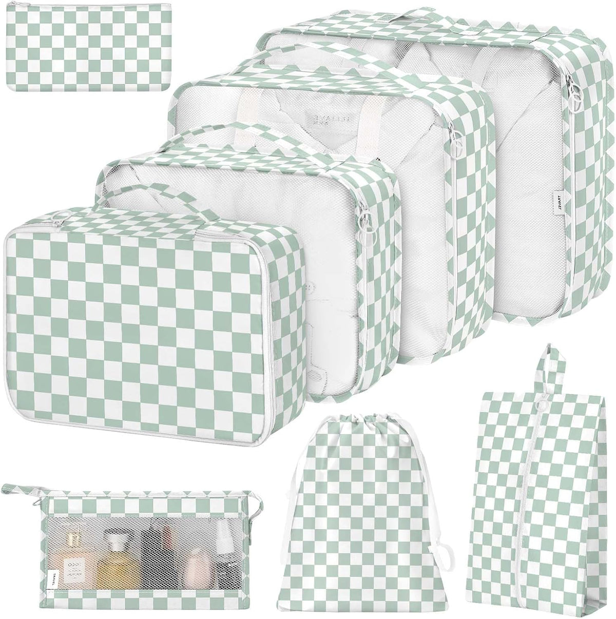 8 Set Packing Cubes for Suitcases, Packing Cube with Shoe, Cosmetics, Clothing, and Accessories Bags Packing Cubes for Travel Luggage Organizer(Leopard)