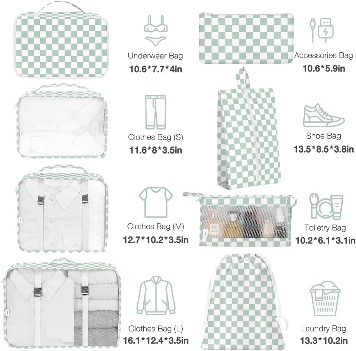 8 Set Packing Cubes for Suitcases, Packing Cube with Shoe, Cosmetics, Clothing, and Accessories Bags Packing Cubes for Travel Luggage Organizer(Leopard)