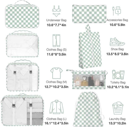 8 Set Packing Cubes for Suitcases, Packing Cube with Shoe, Cosmetics, Clothing, and Accessories Bags Packing Cubes for Travel Luggage Organizer(Leopard)