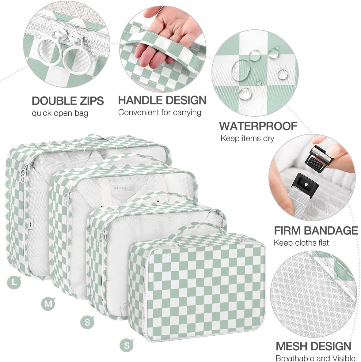 8 Set Packing Cubes for Suitcases, Packing Cube with Shoe, Cosmetics, Clothing, and Accessories Bags Packing Cubes for Travel Luggage Organizer(Leopard)