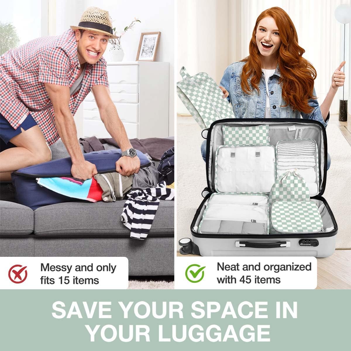 8 Set Packing Cubes for Suitcases, Packing Cube with Shoe, Cosmetics, Clothing, and Accessories Bags Packing Cubes for Travel Luggage Organizer(Leopard)