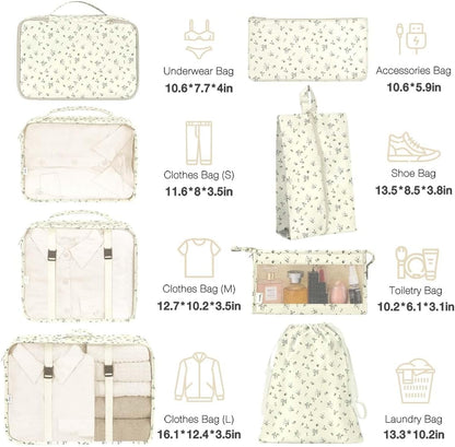 8 Set Packing Cubes for Suitcases, Packing Cube with Shoe, Cosmetics, Clothing, and Accessories Bags Packing Cubes for Travel Luggage Organizer(Leopard)