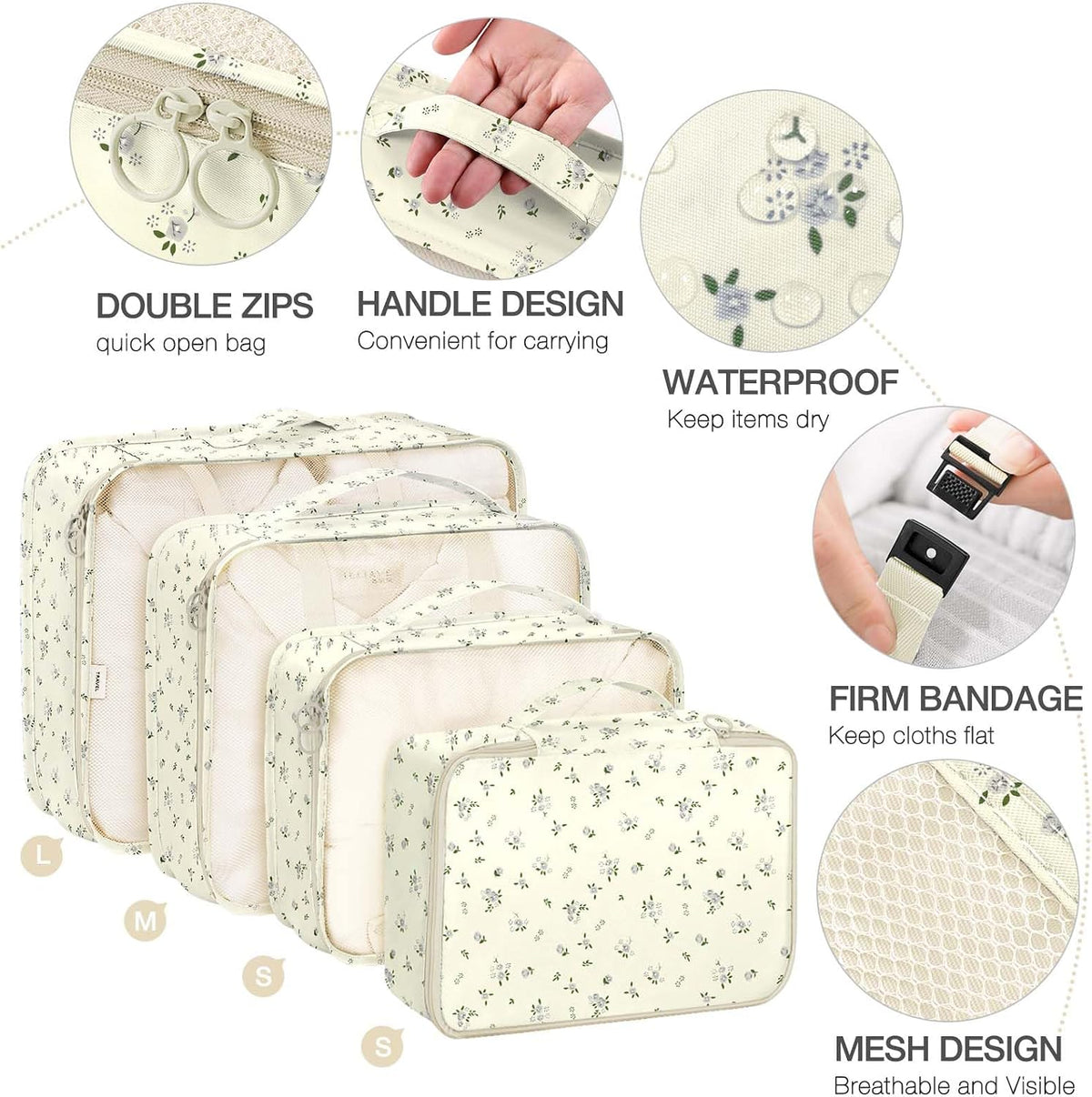 8 Set Packing Cubes for Suitcases, Packing Cube with Shoe, Cosmetics, Clothing, and Accessories Bags Packing Cubes for Travel Luggage Organizer(Leopard)