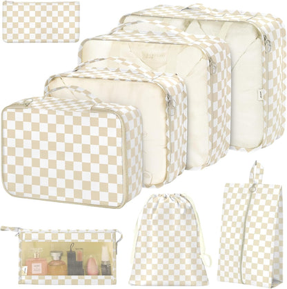 8 Set Packing Cubes for Suitcases, Packing Cube with Shoe, Cosmetics, Clothing, and Accessories Bags Packing Cubes for Travel Luggage Organizer(Leopard)