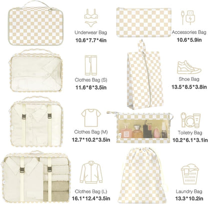 8 Set Packing Cubes for Suitcases, Packing Cube with Shoe, Cosmetics, Clothing, and Accessories Bags Packing Cubes for Travel Luggage Organizer(Leopard)