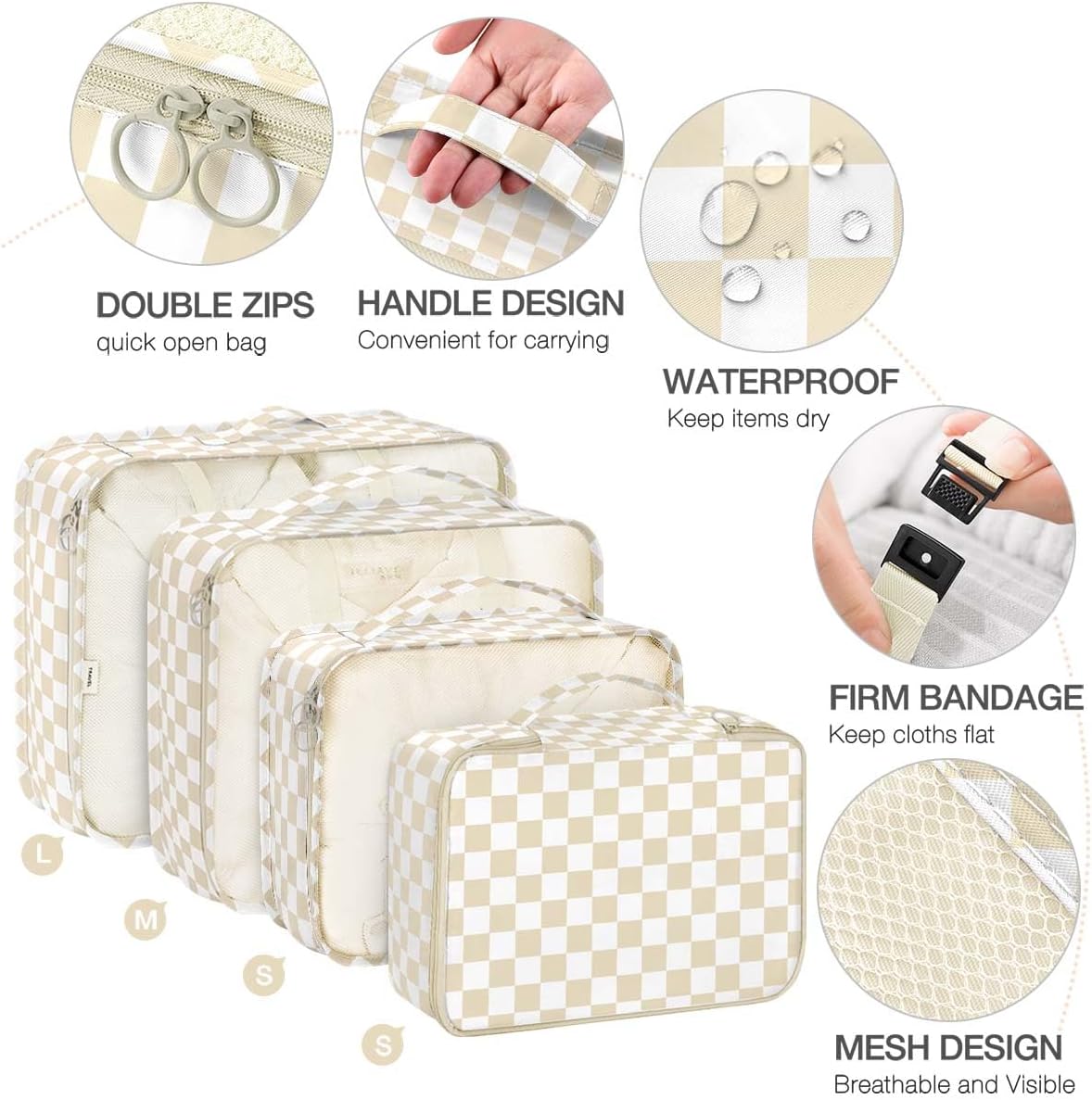 8 Set Packing Cubes for Suitcases, Packing Cube with Shoe, Cosmetics, Clothing, and Accessories Bags Packing Cubes for Travel Luggage Organizer(Leopard)