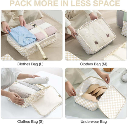 8 Set Packing Cubes for Suitcases, Packing Cube with Shoe, Cosmetics, Clothing, and Accessories Bags Packing Cubes for Travel Luggage Organizer(Leopard)