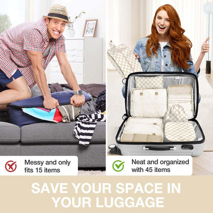 8 Set Packing Cubes for Suitcases, Packing Cube with Shoe, Cosmetics, Clothing, and Accessories Bags Packing Cubes for Travel Luggage Organizer(Leopard)
