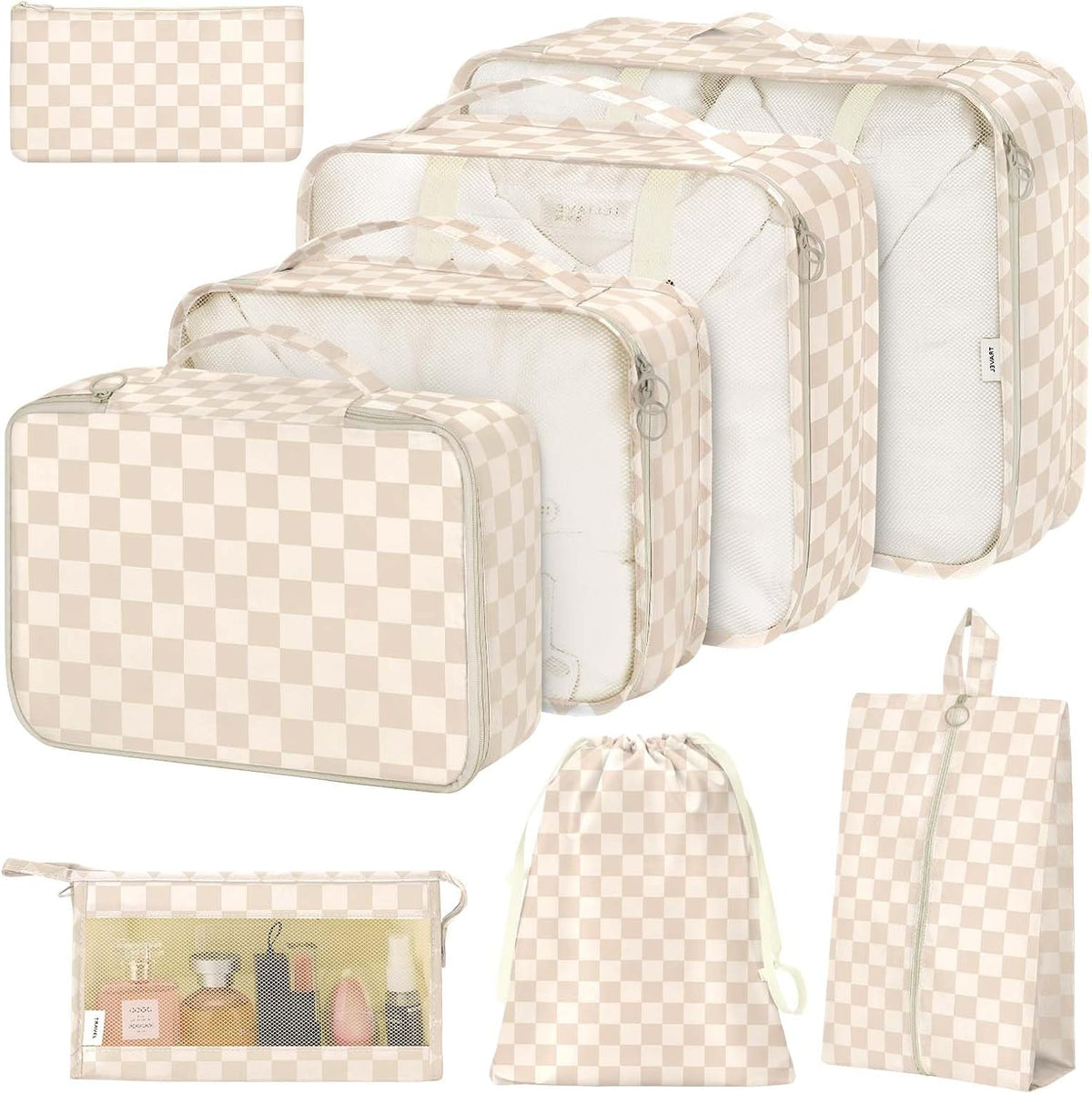 8 Set Packing Cubes for Suitcases, Packing Cube with Shoe, Cosmetics, Clothing, and Accessories Bags Packing Cubes for Travel Luggage Organizer(Leopard)