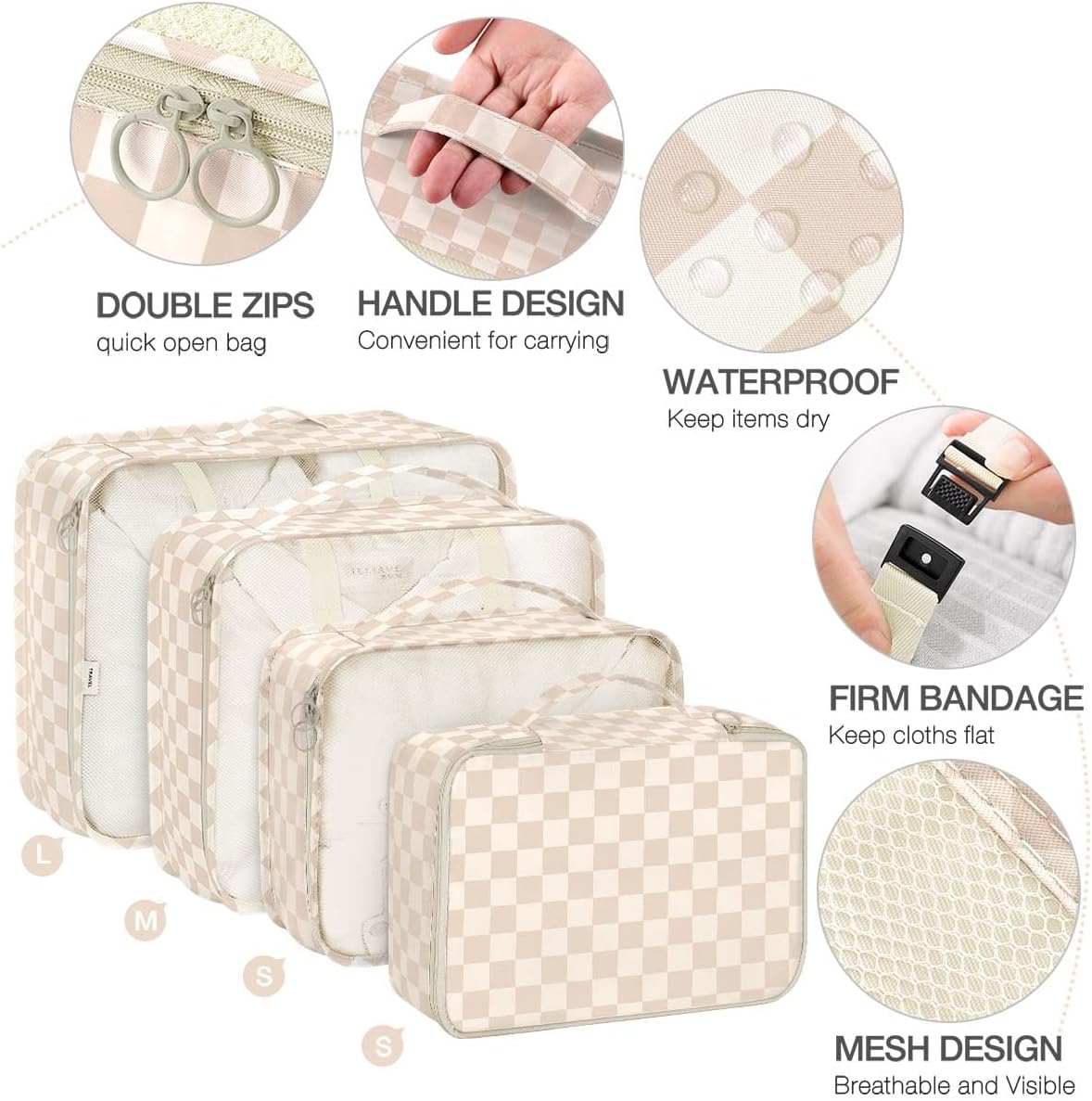 8 Set Packing Cubes for Suitcases, Packing Cube with Shoe, Cosmetics, Clothing, and Accessories Bags Packing Cubes for Travel Luggage Organizer(Leopard)