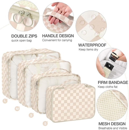 8 Set Packing Cubes for Suitcases, Packing Cube with Shoe, Cosmetics, Clothing, and Accessories Bags Packing Cubes for Travel Luggage Organizer(Leopard)