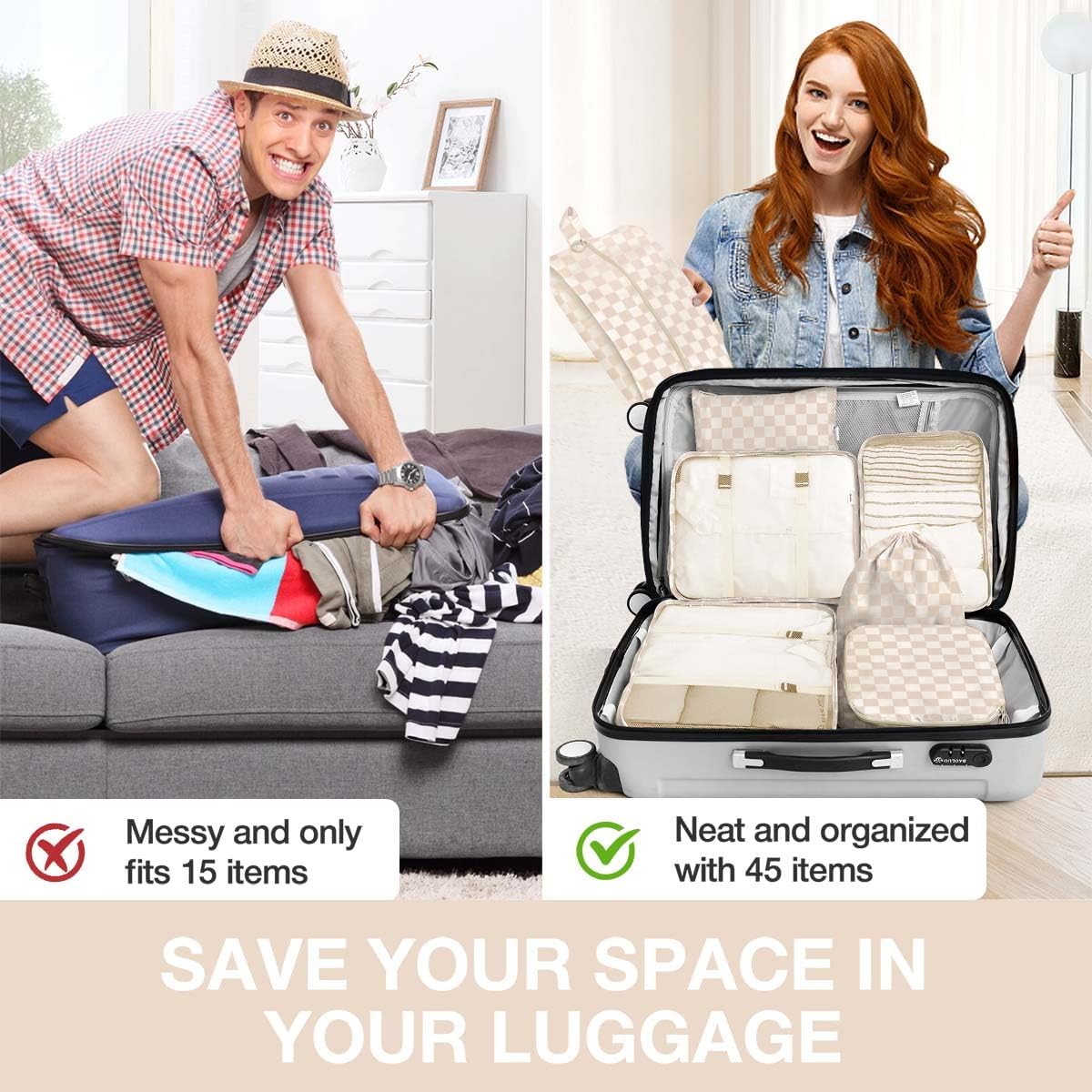8 Set Packing Cubes for Suitcases, Packing Cube with Shoe, Cosmetics, Clothing, and Accessories Bags Packing Cubes for Travel Luggage Organizer(Leopard)