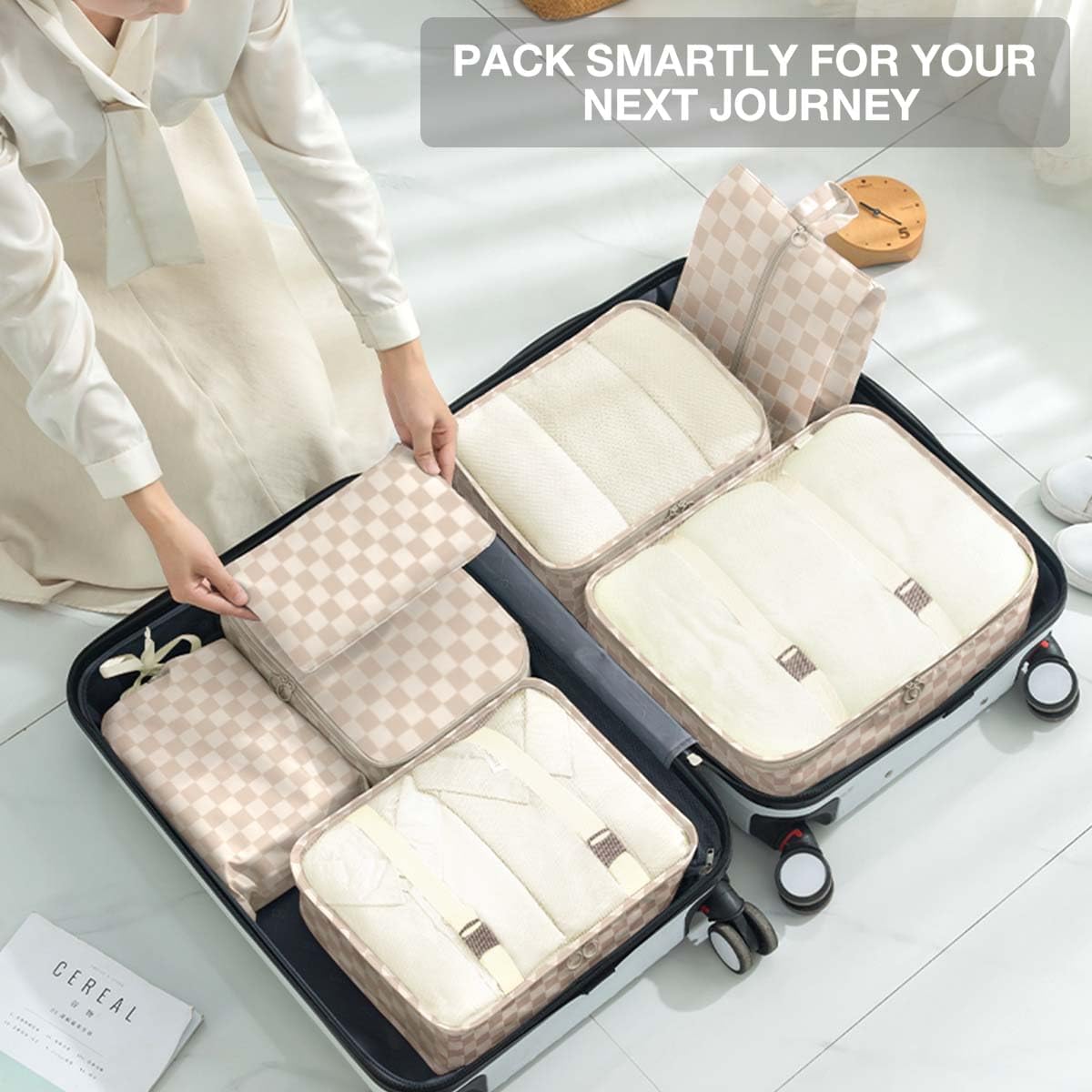 8 Set Packing Cubes for Suitcases, Packing Cube with Shoe, Cosmetics, Clothing, and Accessories Bags Packing Cubes for Travel Luggage Organizer(Leopard)