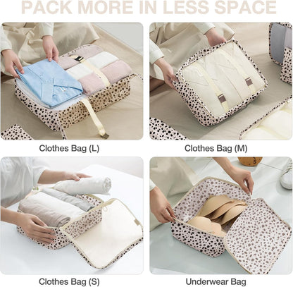 8 Set Packing Cubes for Suitcases, Packing Cube with Shoe, Cosmetics, Clothing, and Accessories Bags Packing Cubes for Travel Luggage Organizer(Leopard)