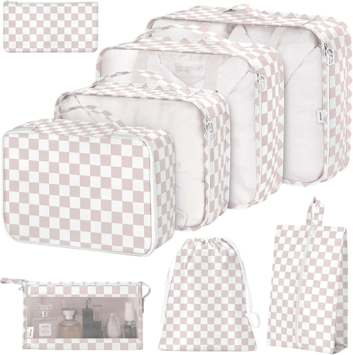 8 Set Packing Cubes for Suitcases, Packing Cube with Shoe, Cosmetics, Clothing, and Accessories Bags Packing Cubes for Travel Luggage Organizer(Leopard)