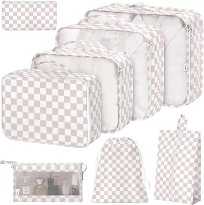 8 Set Packing Cubes for Suitcases, Packing Cube with Shoe, Cosmetics, Clothing, and Accessories Bags Packing Cubes for Travel Luggage Organizer(Leopard)