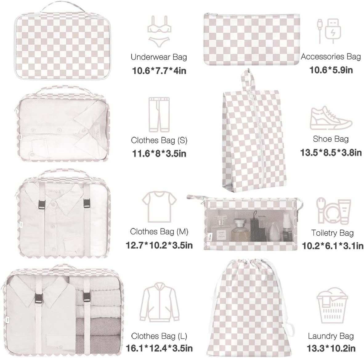 8 Set Packing Cubes for Suitcases, Packing Cube with Shoe, Cosmetics, Clothing, and Accessories Bags Packing Cubes for Travel Luggage Organizer(Leopard)