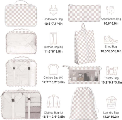 8 Set Packing Cubes for Suitcases, Packing Cube with Shoe, Cosmetics, Clothing, and Accessories Bags Packing Cubes for Travel Luggage Organizer(Leopard)