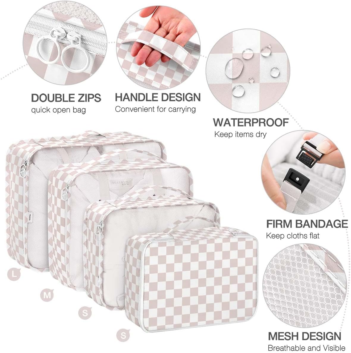 8 Set Packing Cubes for Suitcases, Packing Cube with Shoe, Cosmetics, Clothing, and Accessories Bags Packing Cubes for Travel Luggage Organizer(Leopard)