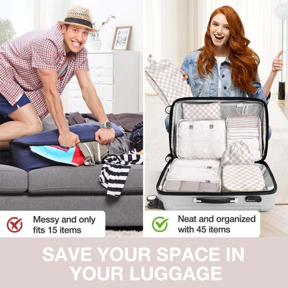 8 Set Packing Cubes for Suitcases, Packing Cube with Shoe, Cosmetics, Clothing, and Accessories Bags Packing Cubes for Travel Luggage Organizer(Leopard)