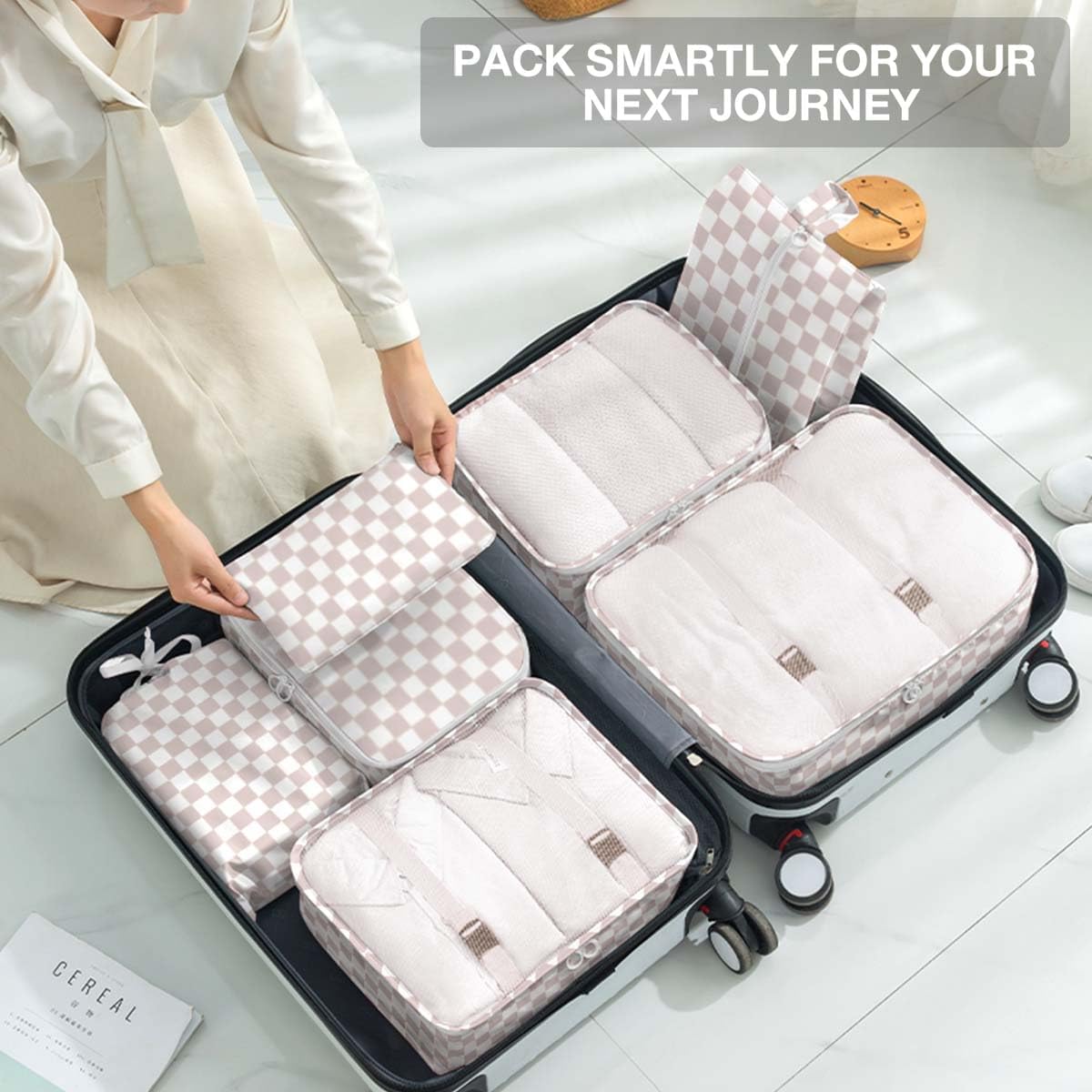 8 Set Packing Cubes for Suitcases, Packing Cube with Shoe, Cosmetics, Clothing, and Accessories Bags Packing Cubes for Travel Luggage Organizer(Leopard)