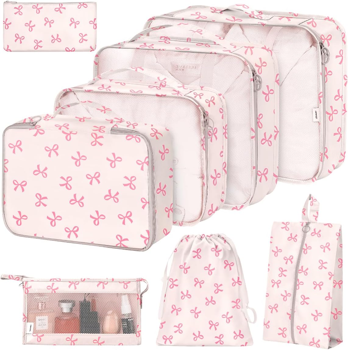 8 Set Packing Cubes for Suitcases, Packing Cube with Shoe, Cosmetics, Clothing, and Accessories Bags Packing Cubes for Travel Luggage Organizer(Leopard)